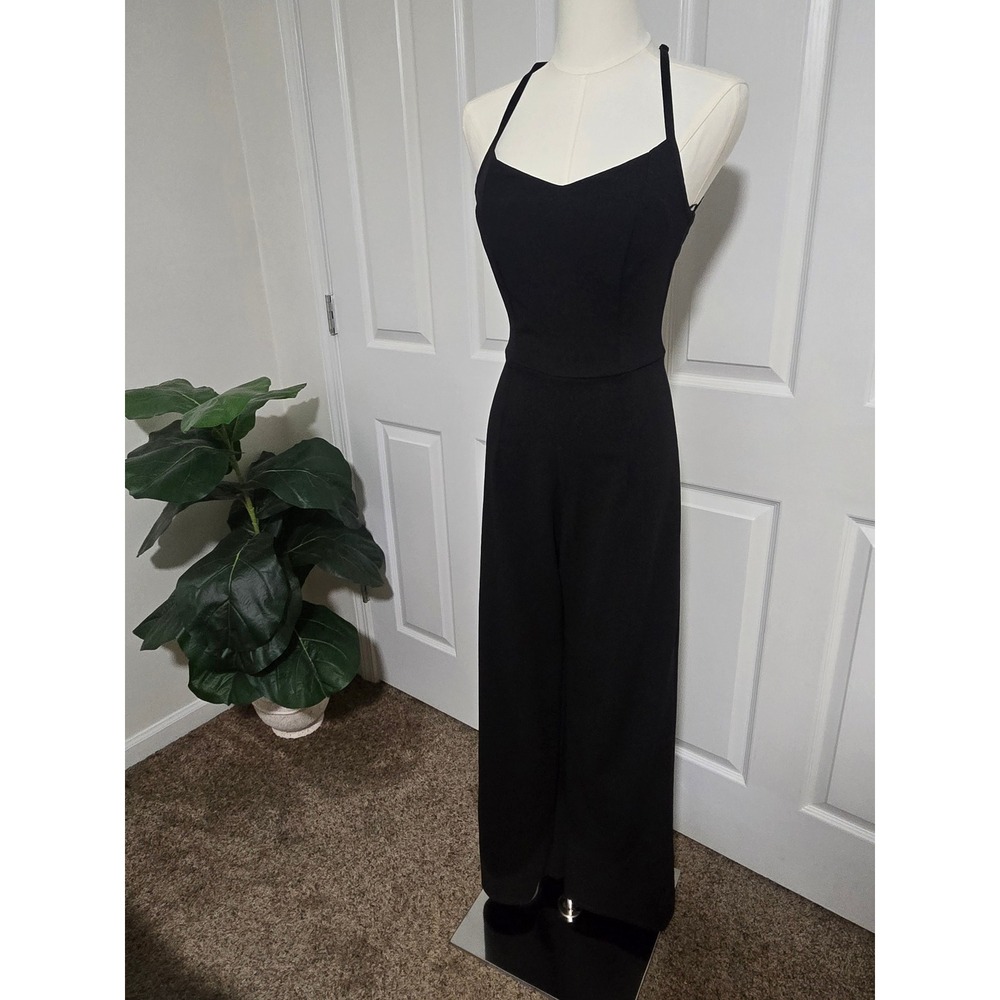 Mi Ami Francesca's Jumpsuit Womens XXS‎ Black Lace Racerback Wide Leg Sweetheart